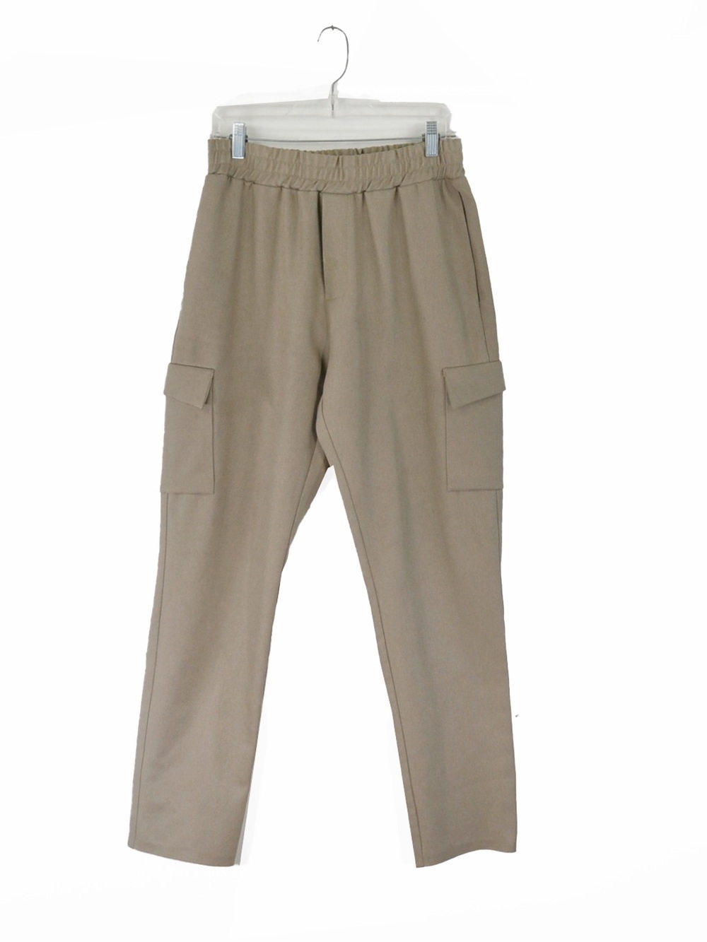 Manière De Voir Beige Stone Tan Elastic Waist Utility Cargo Trousers Pants